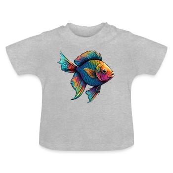 Colorful Fish - Baby Organic T-Shirt with Round Neck - heather grey - Front