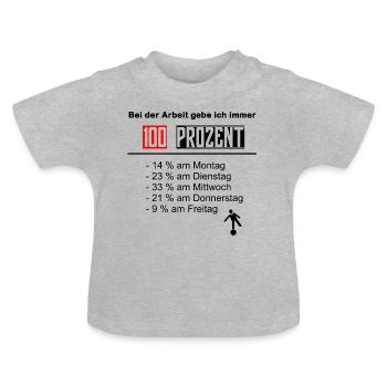 Travail 100 % drôle travail week-end - T-shirt bio col rond Bébé - gris chiné - Devant