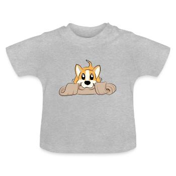 Chien de manger - chien doux - T-shirt bio col rond Bébé - gris chiné - Devant