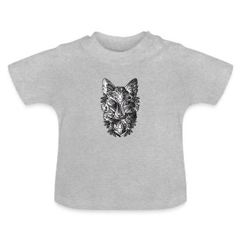 Fuchs Mit Schwarz Weiss Schattiernung - Baby Organic T-Shirt with Round Neck - heather grey - Front