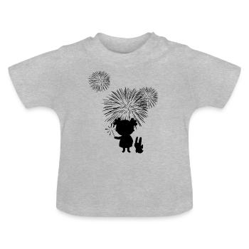 Silvester Feuerwerk - Baby Bio-T-Shirt mit Rundhals - Grau meliert - Vorne