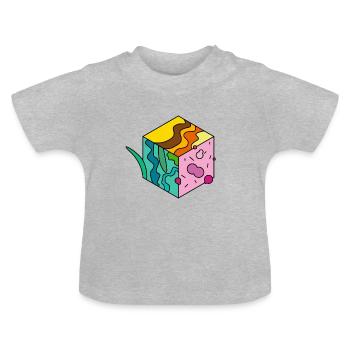 Idée cadeau Illusion d'optique Cube Dimensions - T-shirt bio col rond Bébé - gris chiné - Devant