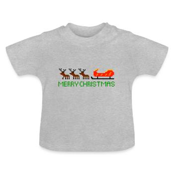 Rentiere mit Schlitten - Baby Bio-T-Shirt mit Rundhals - Grau meliert - Vorne