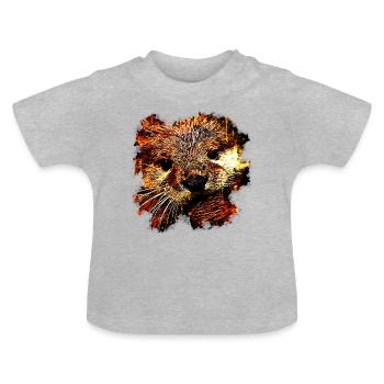gxp haariger Fisch Otter Spritzer Wasserfarbe - Baby Bio-T-Shirt mit Rundhals - Grau meliert - Vorne