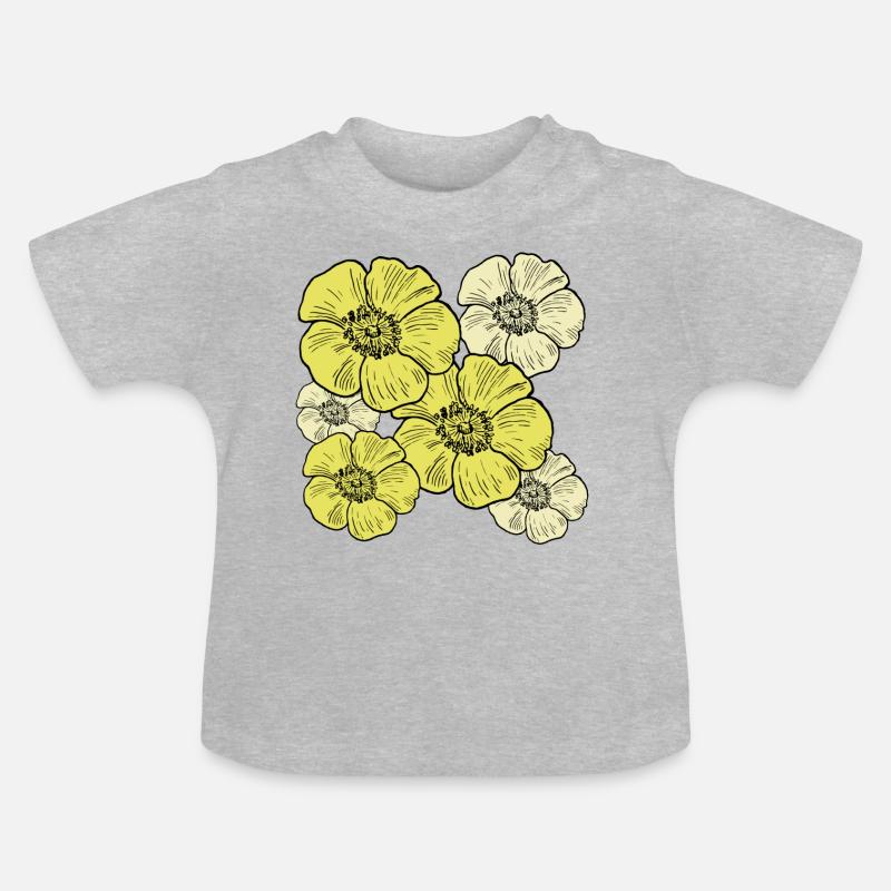 Bluetenmeer jaune - T-shirt bio col rond Bébé - gris chiné