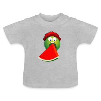 melon - T-shirt bio col rond Bébé - gris chiné - Devant