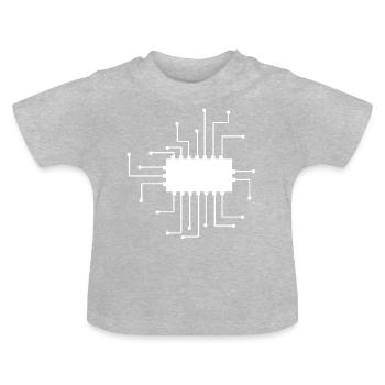 electronically micro shield - Baby Organic T-Shirt with Round Neck - heather grey - Front