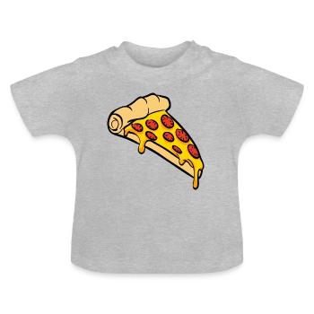 Cadeau de tranche de pizza - T-shirt bio col rond Bébé - gris chiné - Devant