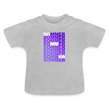 Été été été d’été couleur violette Gesc - T-shirt bio col rond Bébé - gris chiné - Devant