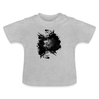 Queen of the animals Lioness - Baby Organic T-Shirt with Round Neck - heather grey - Front