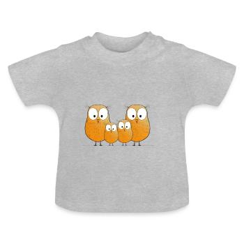 Chouette de famille - T-shirt bio col rond Bébé - gris chiné - Devant