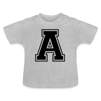 a - T-shirt bio col rond Bébé - gris chiné - Devant