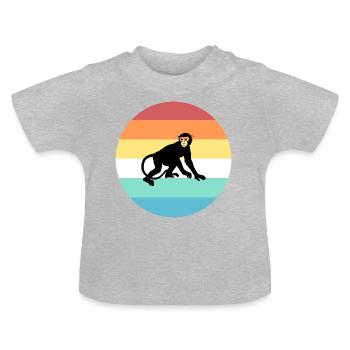 singe - T-shirt bio col rond Bébé - gris chiné - Devant
