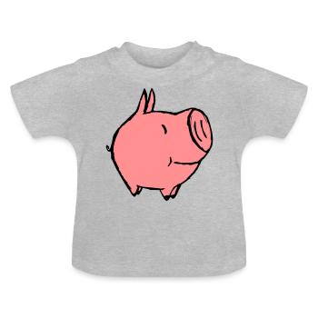 Petit cochon - T-shirt bio col rond Bébé - gris chiné - Devant
