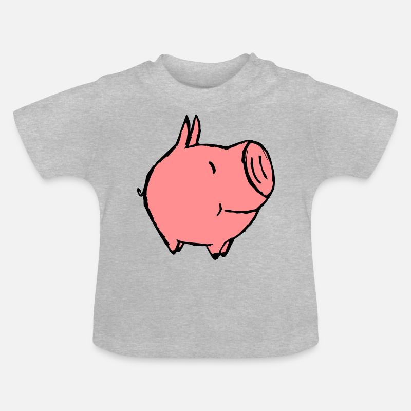 Petit cochon - T-shirt bio col rond Bébé - gris chiné