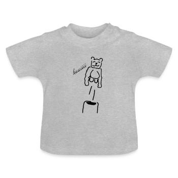flying bear hui - Baby Organic T-Shirt with Round Neck - heather grey - Front