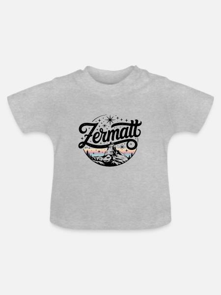 Zermatt - Souvenir Design - Baby Bio-T-Shirt mit Rundhals - Grau meliert