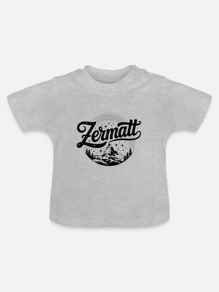 Zermatt - Souvenir Design - Baby Bio-T-Shirt mit Rundhals - Grau meliert