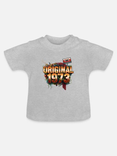 Original 1973 Retro - Baby Bio-T-Shirt mit Rundhals - Grau meliert
