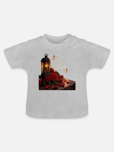 Ich will glauben: Rosenlaterne - Baby Bio-T-Shirt mit Rundhals - Grau meliert