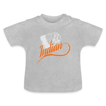Indianer - Baby Bio-T-Shirt mit Rundhals - Grau meliert - Vorne