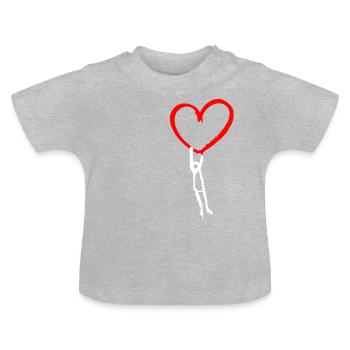 Man with heart - Baby Organic T-Shirt with Round Neck - heather grey - Front