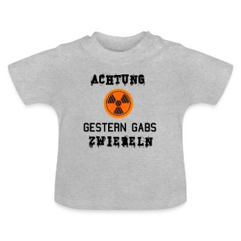 AchtungZwiebelmn von gestern - Baby Bio-T-Shirt mit Rundhals - Grau meliert - Vorne