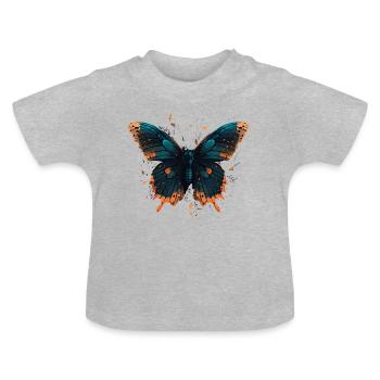 Butterfly Image - Baby Organic T-Shirt with Round Neck - heather grey - Front