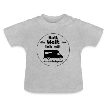 halt die welt an - Baby Bio-T-Shirt mit Rundhals - Grau meliert - Vorne