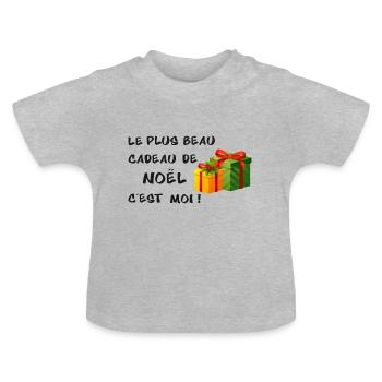 Le plus beau cadeau de Noël - T-shirt bio col rond Bébé - gris chiné - Devant