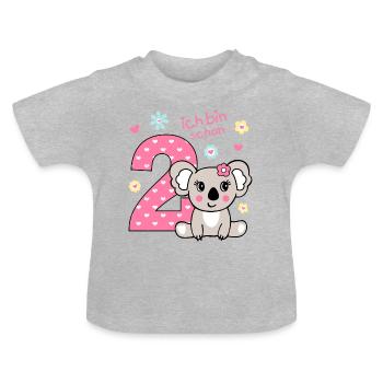 2. Geburtstag niedlicher Koala - Baby Bio-T-Shirt mit Rundhals - Grau meliert - Vorne