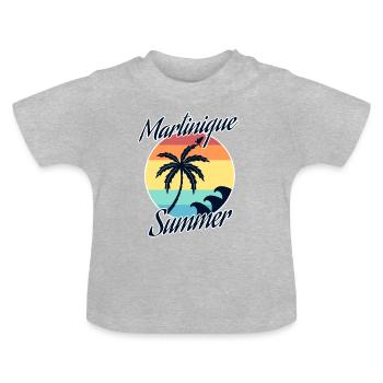 Martinique - T-shirt bio col rond Bébé - gris chiné - Devant