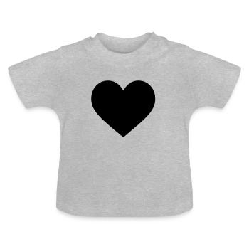 Heart in black - Baby Organic T-Shirt with Round Neck - heather grey - Front
