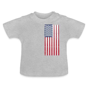 Drapeau Vintage> Drapeau américain Fait de boules de billard + cue - T-shirt bio col rond Bébé - gris chiné - Devant