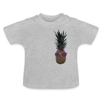 Pop Art Pineapple Porter Lunettes de soleil rose - T-shirt bio col rond Bébé - gris chiné - Devant