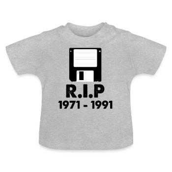 Disquette RIP - T-shirt bio col rond Bébé - gris chiné - Devant