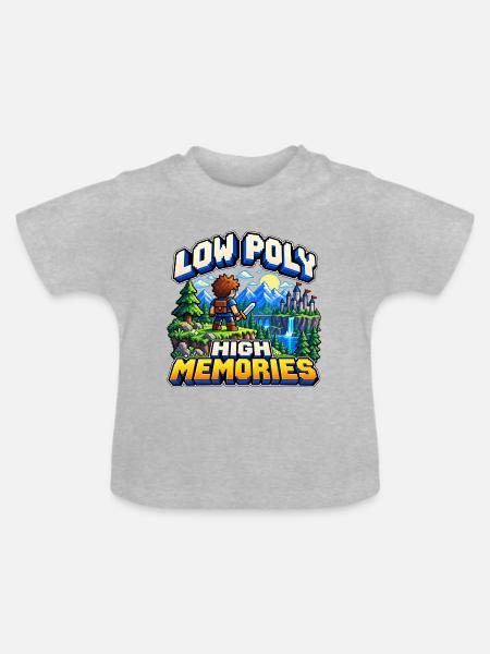 Low Poly – Hohe Erinnerungen - Baby Bio-T-Shirt mit Rundhals - Grau meliert