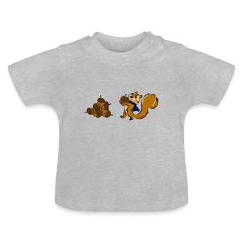 Eichhörnchen sammelt Nüsse - Baby Bio-T-Shirt mit Rundhals - Grau meliert - Vorne