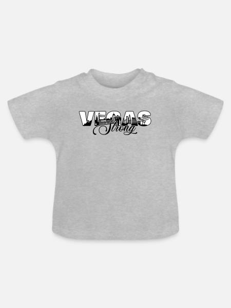 Vegas Strong - Økologisk T-shirt til baby, rund hals - grå meleret