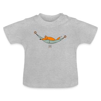 Clever fox hanging out - Baby Organic T-Shirt with Round Neck - heather grey - Front