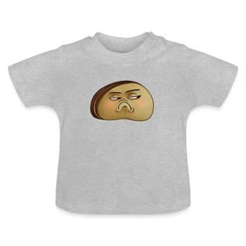 Leberwurstbrot beleidigt - Baby Bio-T-Shirt mit Rundhals - Grau meliert - Vorne