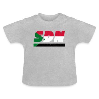 Sudan Flag Flag SDN - Baby Organic T-Shirt with Round Neck - heather grey - Front