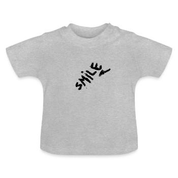 Smile Noir - T-shirt bio col rond Bébé - gris chiné - Devant