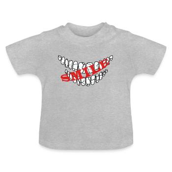 smile teeth - Baby Organic T-Shirt with Round Neck - heather grey - Front