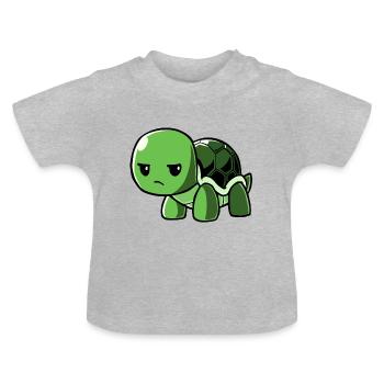 Tortoise annoyed - Baby Organic T-Shirt with Round Neck - heather grey - Front