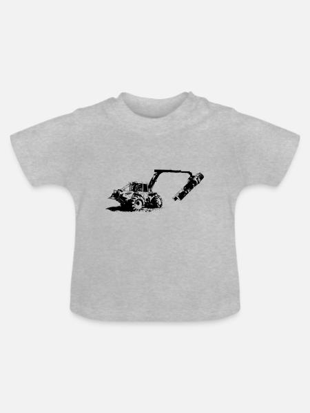 Trattore forestale in uso (nero) - Ekologisk T-shirt med rund hals baby - gråmelerad