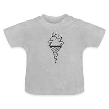 Eis Waffel Eiscreme Eisdiele Sommer - Baby Bio-T-Shirt mit Rundhals - Grau meliert - Vorne