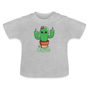 Go touch a cactus - Baby Organic T-Shirt with Round Neck - heather grey - Front