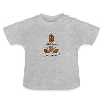 Nussfun! Schale/Kern Ideen - Baby Bio-T-Shirt mit Rundhals - Grau meliert - Vorne