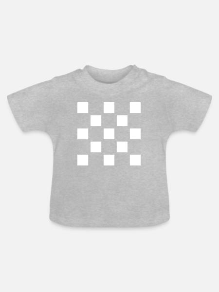 Carré, damier, échiquier, carré, 13ème - T-shirt bio col rond Bébé - gris chiné
